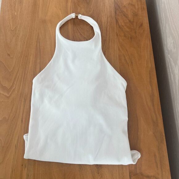 Aritzia Babaton Contour Halter Bodysuit White - Picture 2 of 9